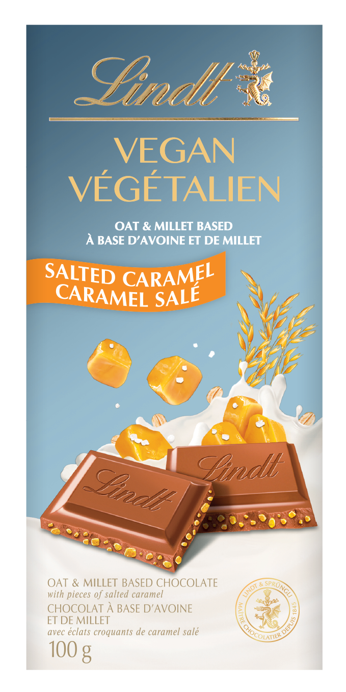 LINDT VEGAN SALTED CARAMEL CHOCOLATE BAR 100G